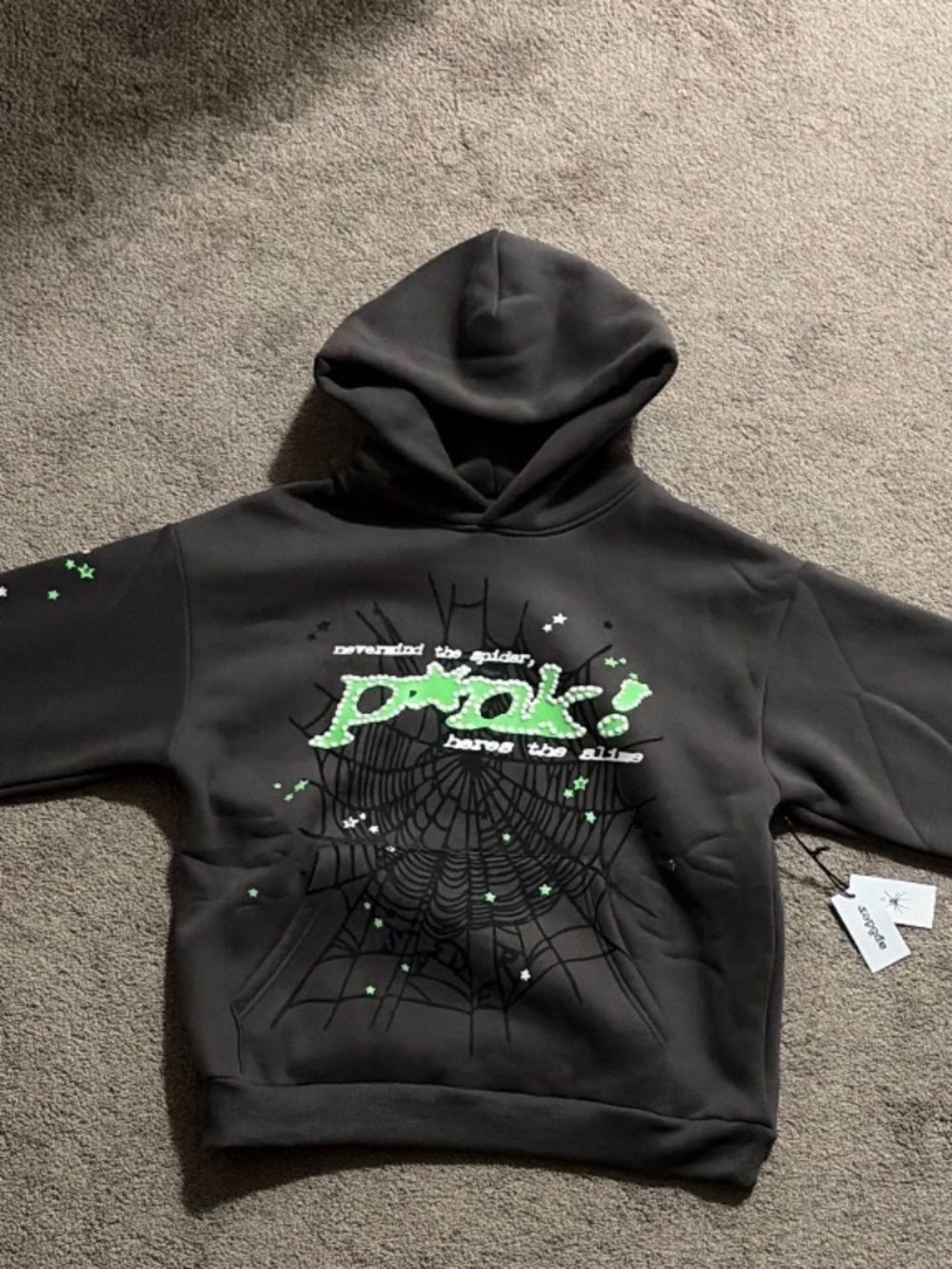Grey/Green sp5der hoodie